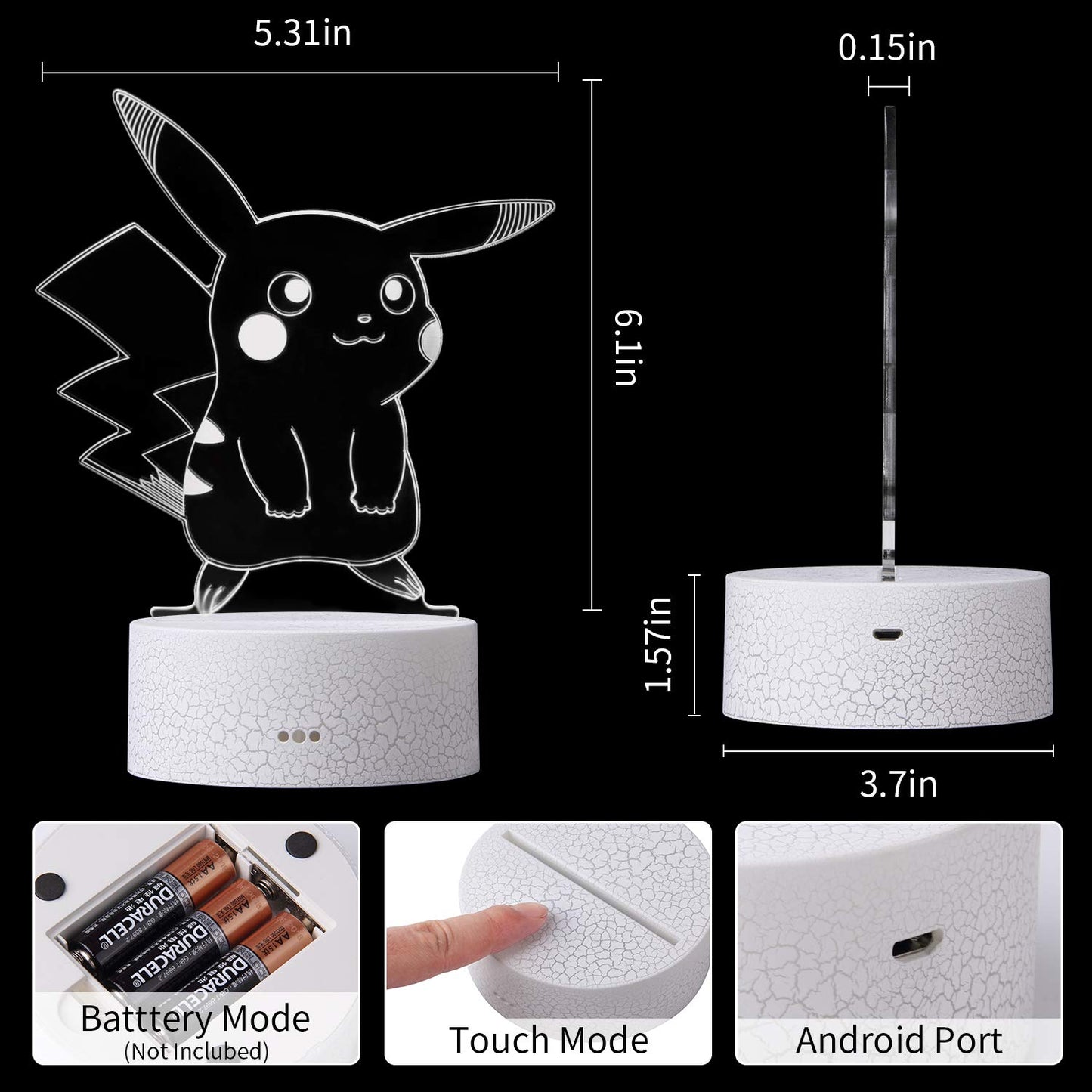 3D Illusion Night Light - Pokemon - 7 Colors