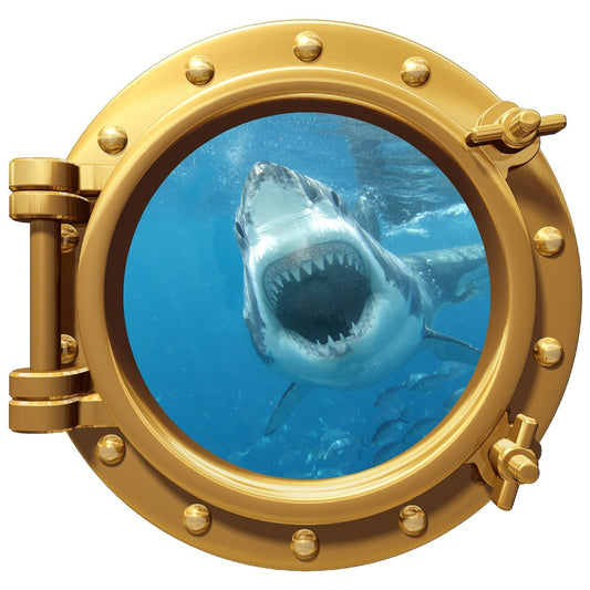 Great White Shark Porthole Wall Decal