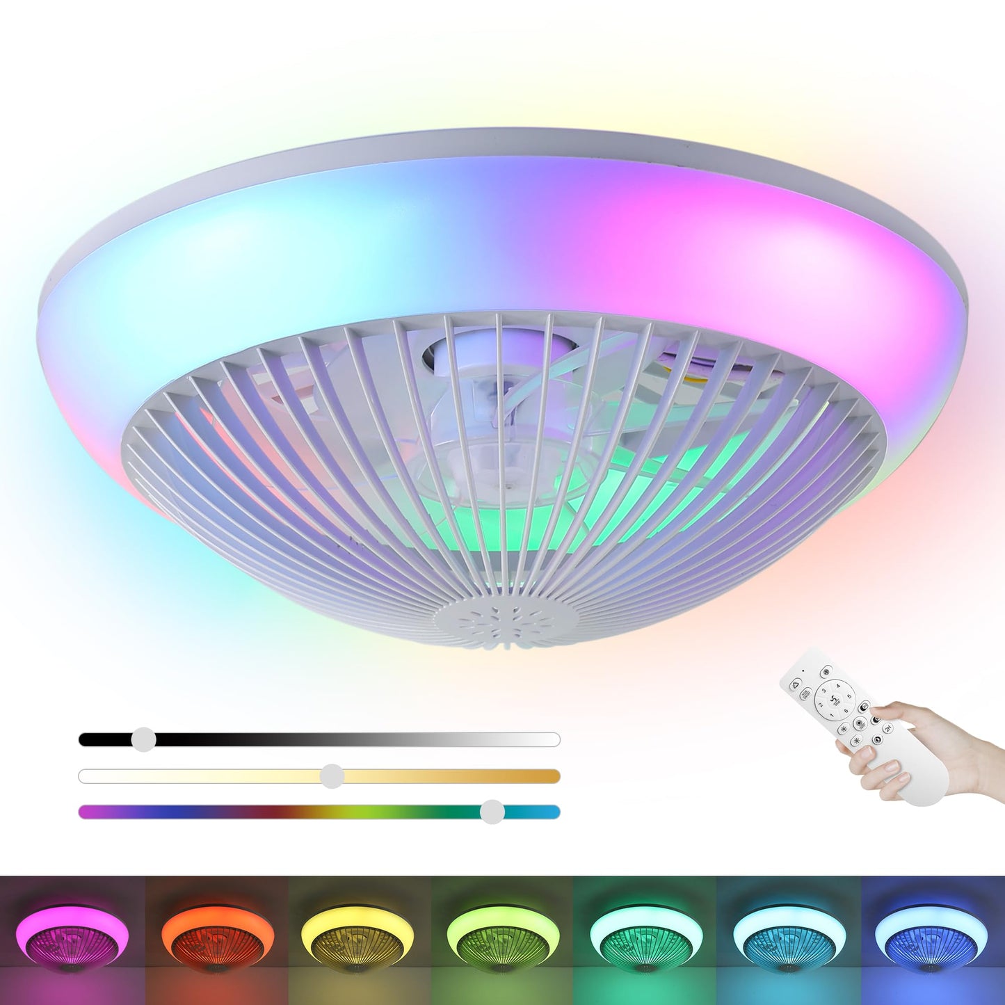 Bladeless Ceiling Fan with RGB Lights