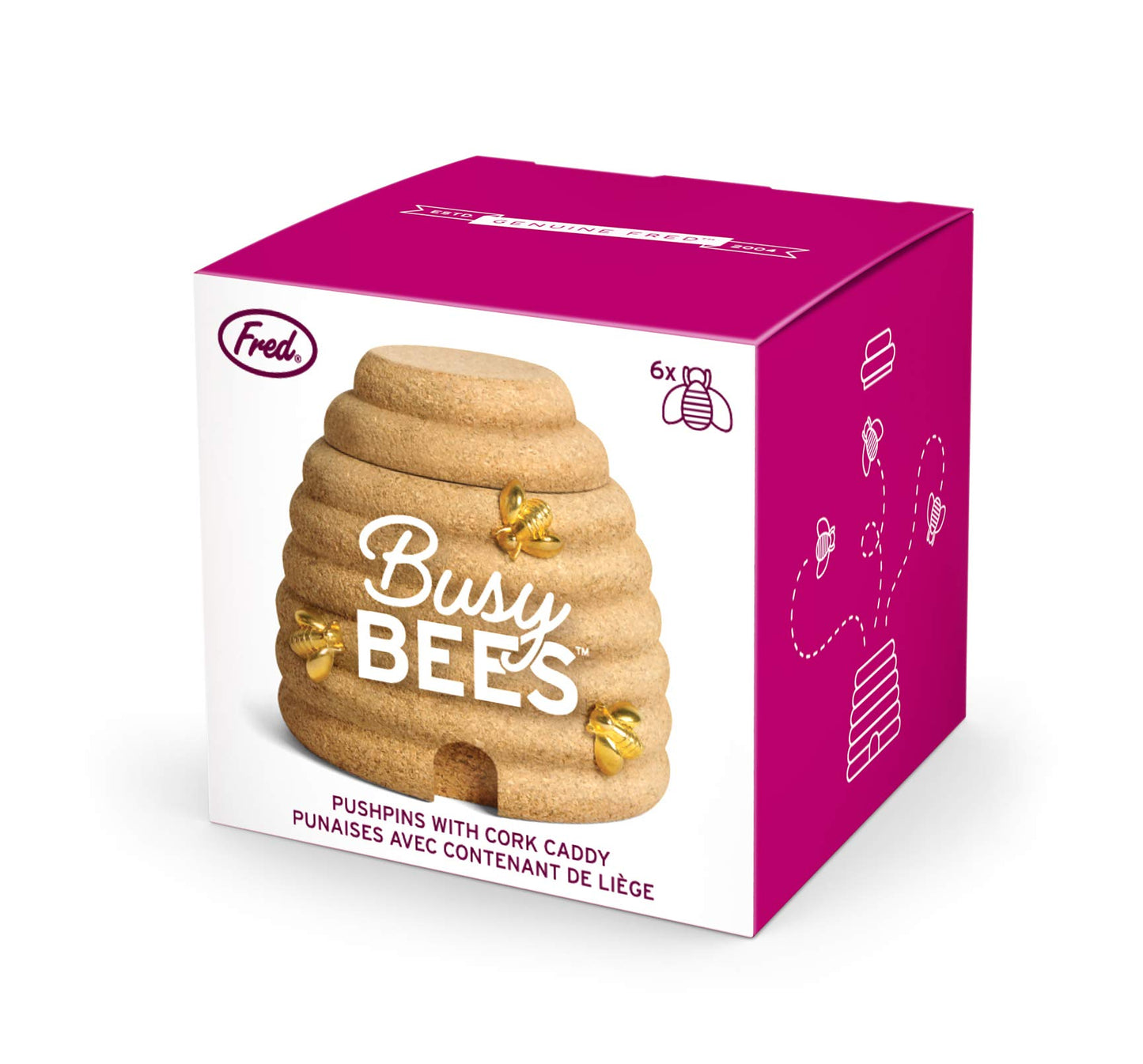 Busy Bees Cork Hive Box with Bee Pins