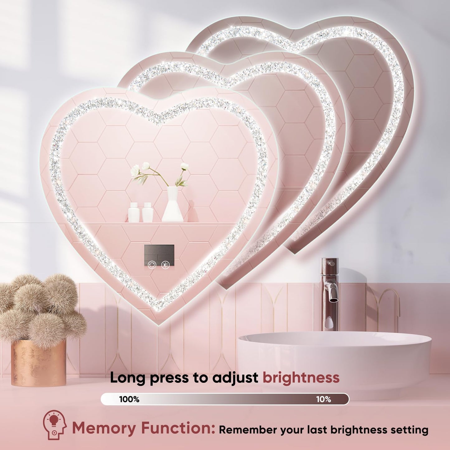 Heart Shaped LED Bathroom Mirror