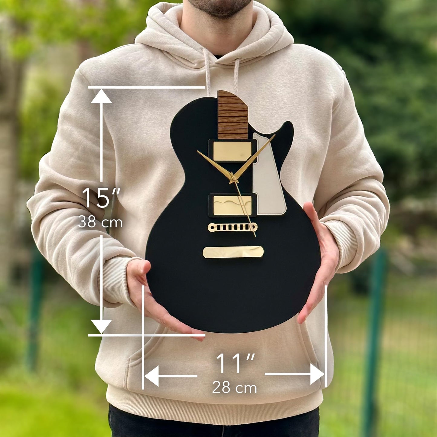 Guitar Clock - Black & Gold, Silent