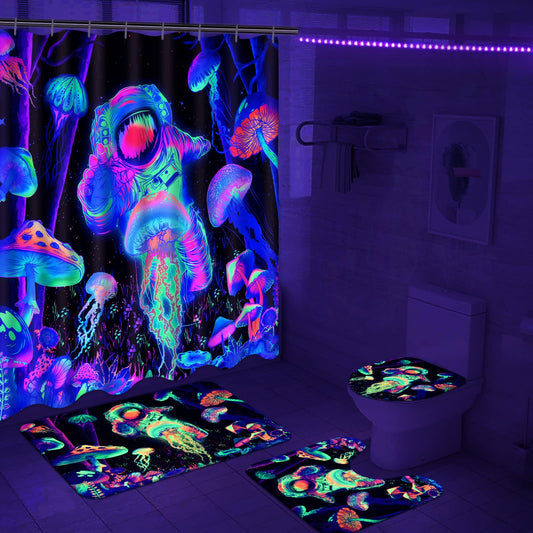 Blacklight Astronaut Bathroom Set