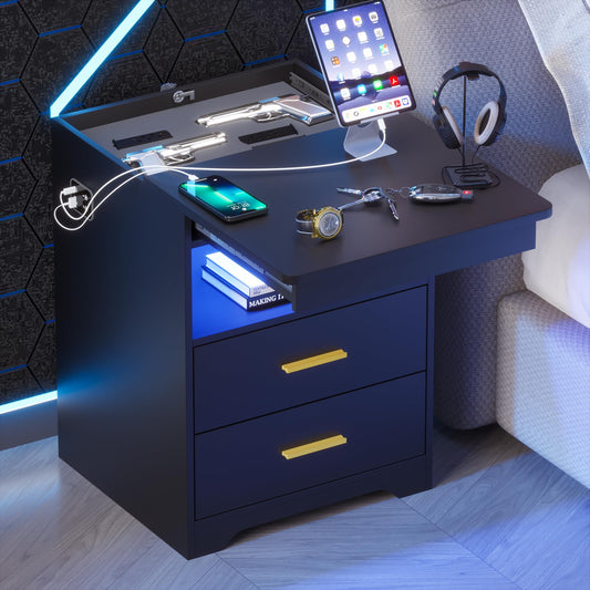 LED Nightstand with Gun Drawer