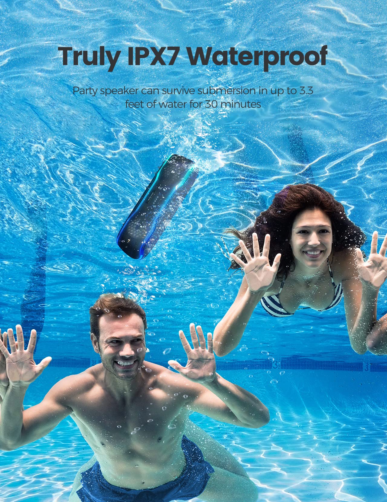 Waterproof Bluetooth Speaker with Flashing Lights