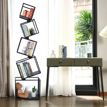 5-Tier Modern Bookshelf - Black