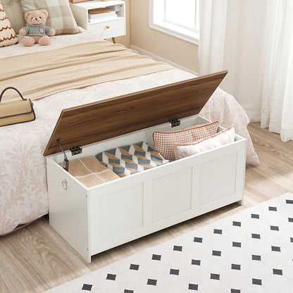 Storage Bench with Lift Top - White and Walnut