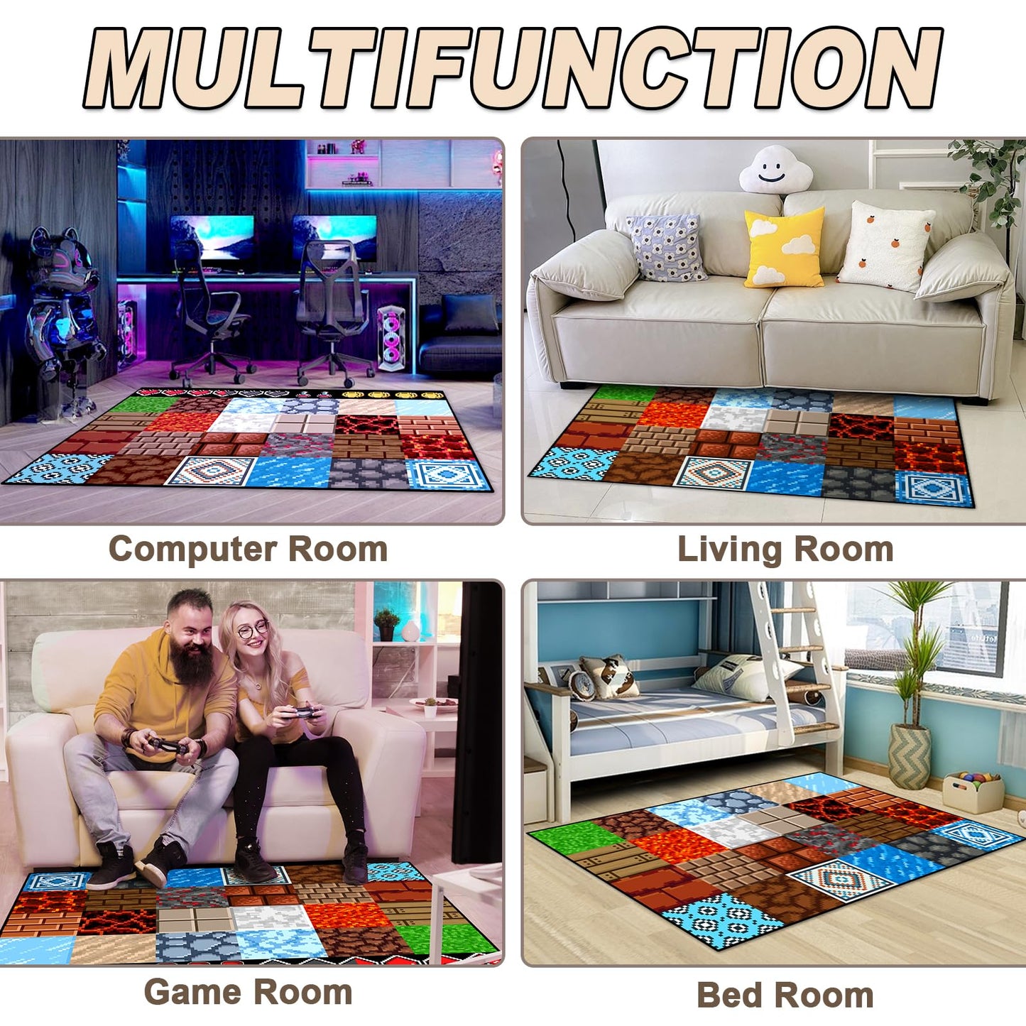 Game Rug with Pixel Decoration - 60" x 40"