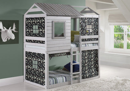 Kids House Double Bunk Beds with Camouflage Tents