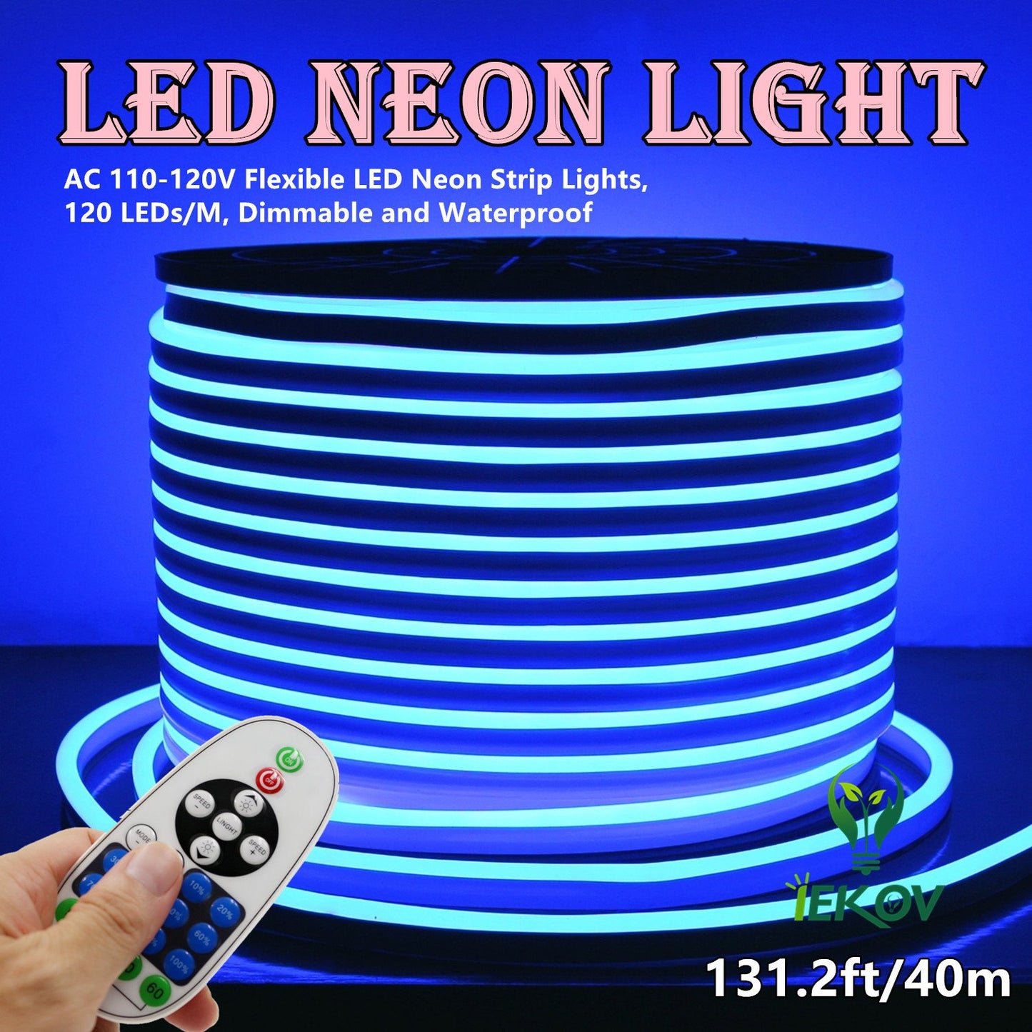 LED Neon Strip Lights - Waterproof, Dimmable, Blue