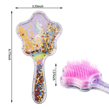 Little Girls Hair Brush - Glitter Confetti Unicorn, Lavender