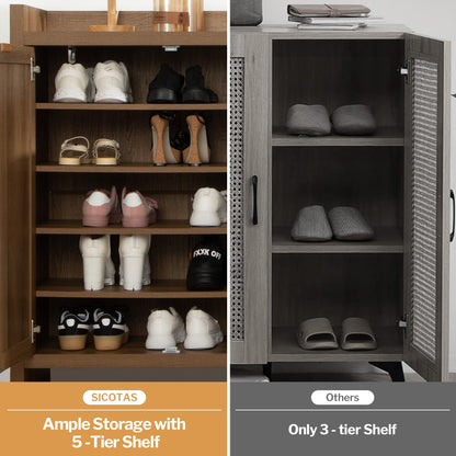 Shoe Storage Cabinet - 24 Pairs, Farmhouse Boho Style