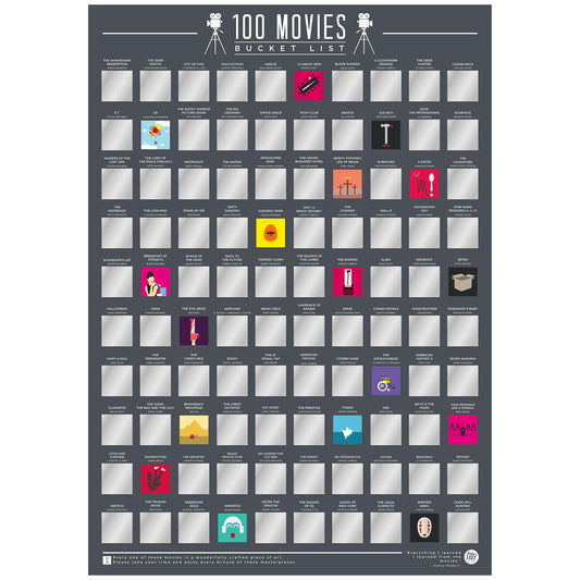 100 Movies Scratch Off Poster - Cinema Bucket List