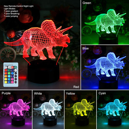 3D Dinosaur Night Light with Remote Control