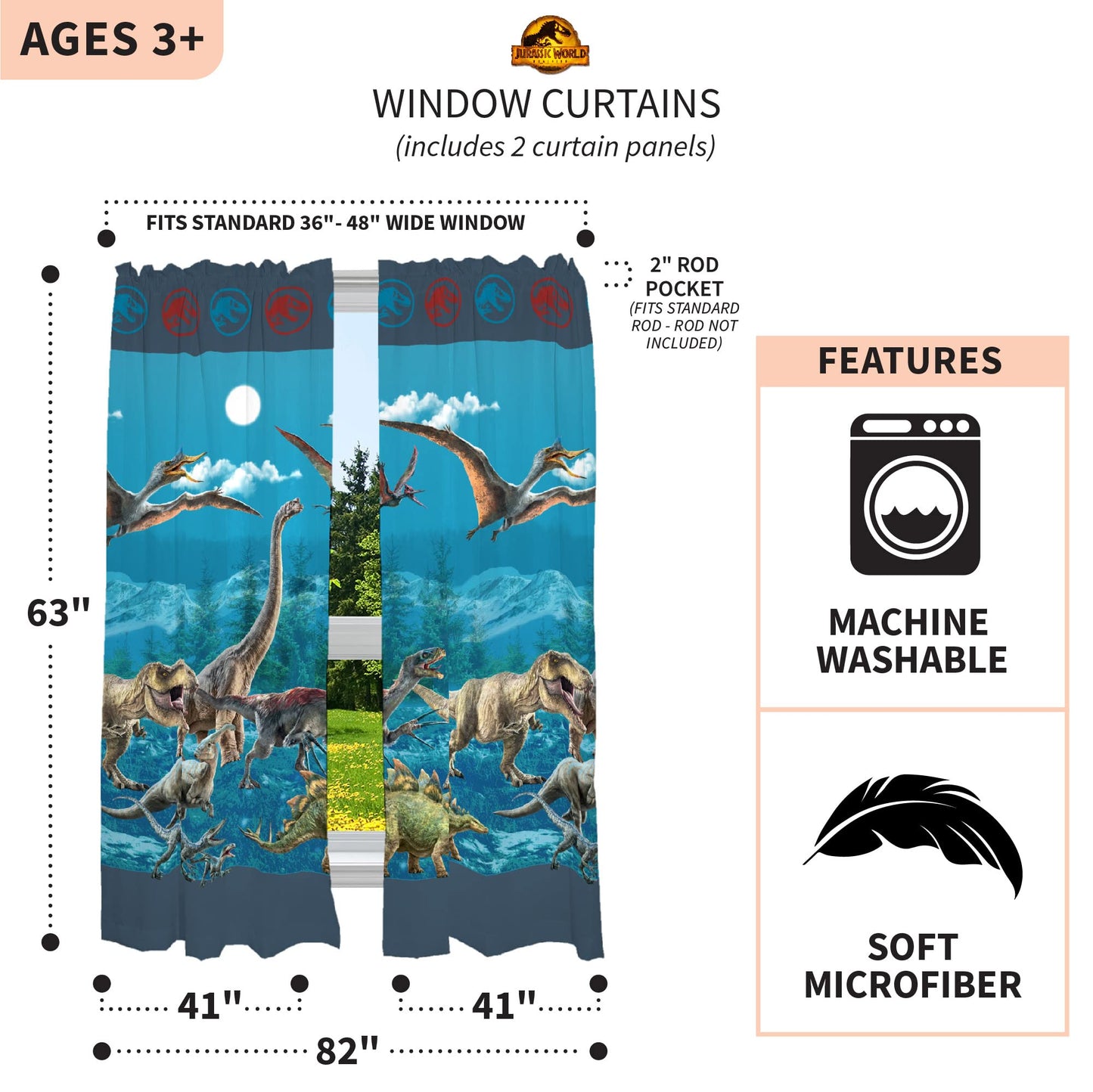 Jurassic World Window Curtains