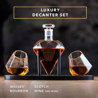 Diamond Glass Whiskey Decanter Set