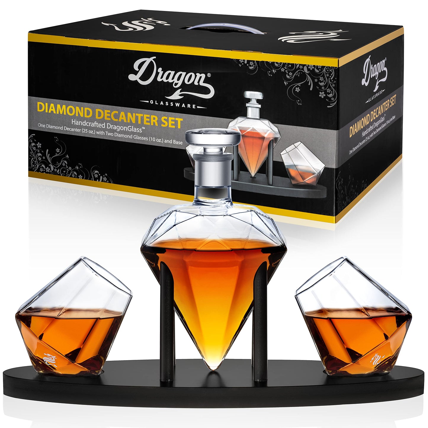 Diamond Glass Whiskey Decanter Set