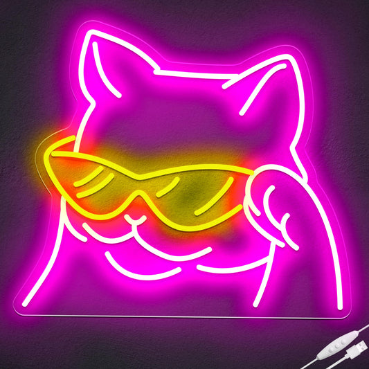 Cool Cat Neon Sign for Wall Decor