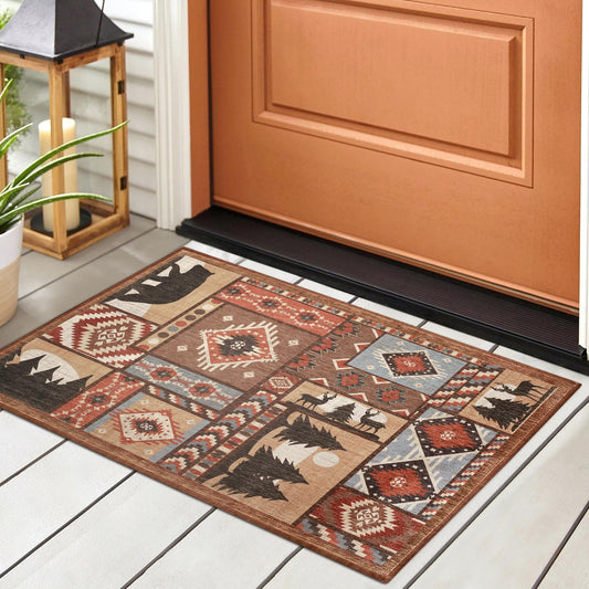 Wild Bear Deer Antlers Door Mat - 20"x32"