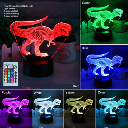 3D Dinosaur Night Light with Remote Control