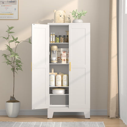 Pantry Cabinet with Adjustable Shelves - White