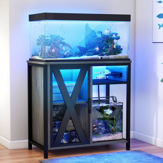 Aquarium Stand with Power Outlets & LED Light