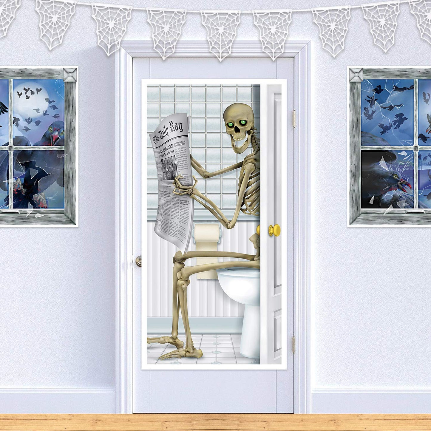 Skeleton Halloween Restroom Door Cover