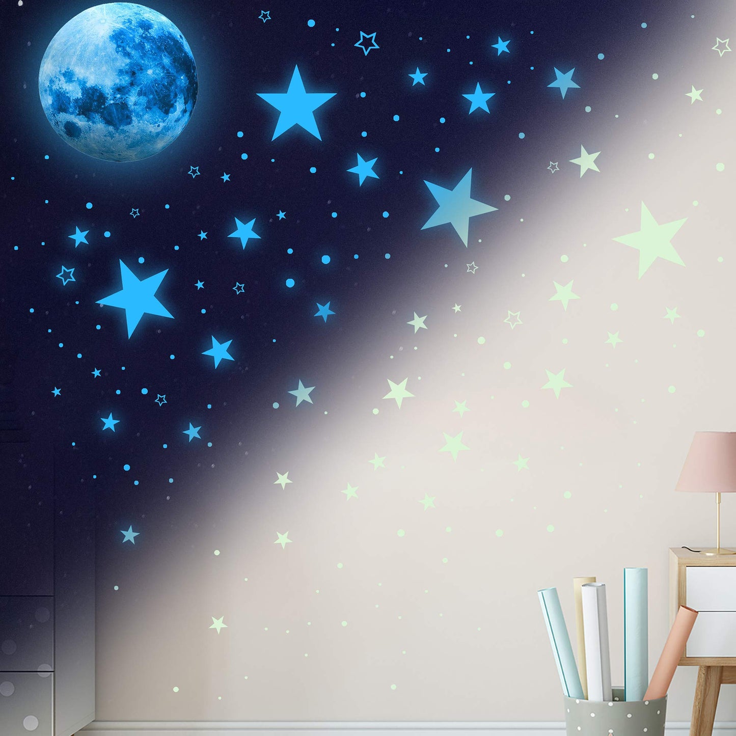 Glow in The Dark Stars and Moon Stickers - 1008 Pcs