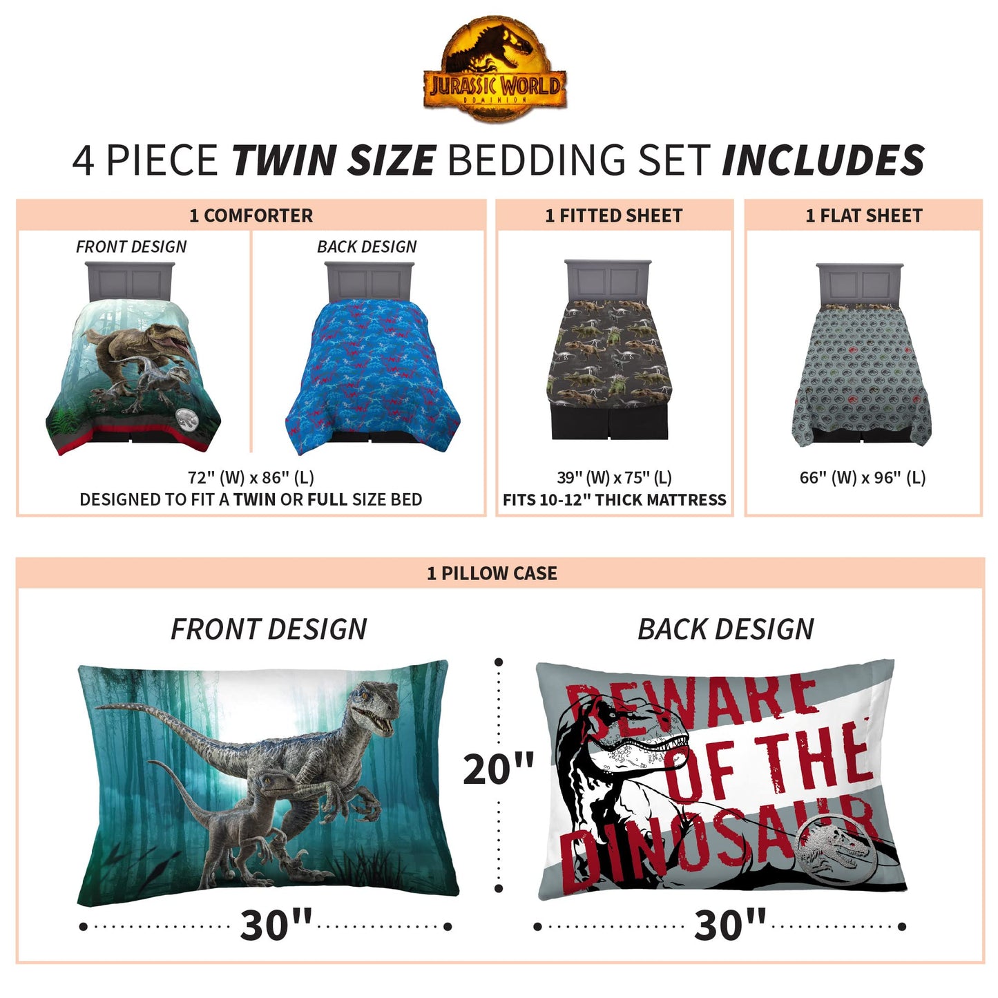 Jurassic World Twin Comforter