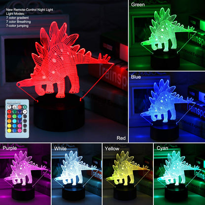 3D Dinosaur Night Light with Remote Control