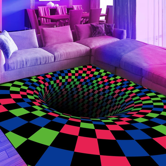 Blacklight Vortex Illusion Rug - UV Reactive Game Area Rug