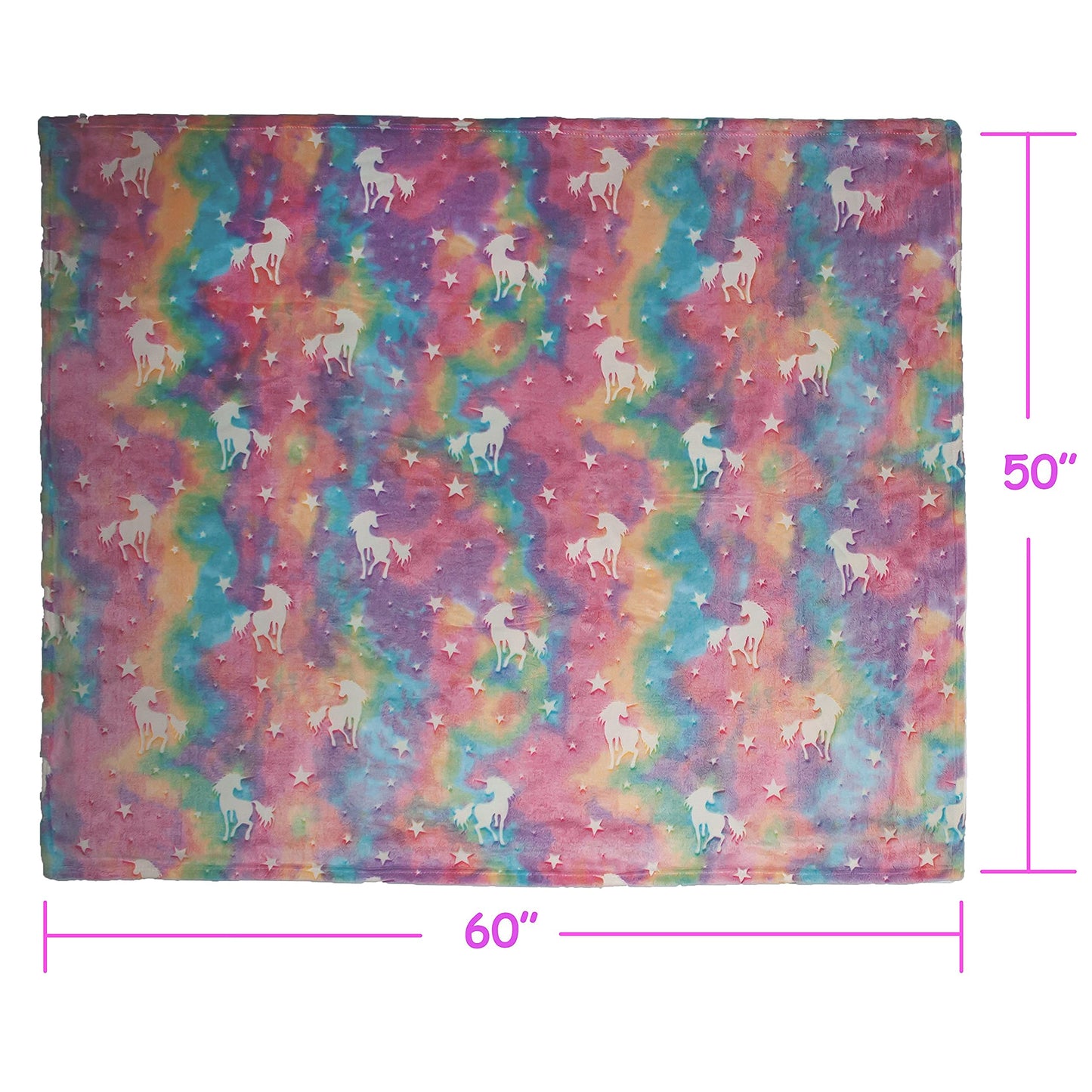 Glow in The Dark Unicorn Throw Blanket - Rainbow Color