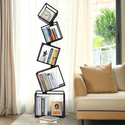 5-Tier Modern Bookshelf - Black