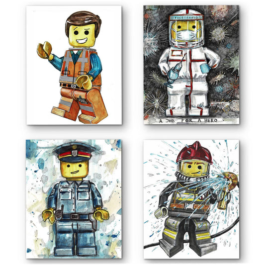 Lego Style Figures Wall Art Set