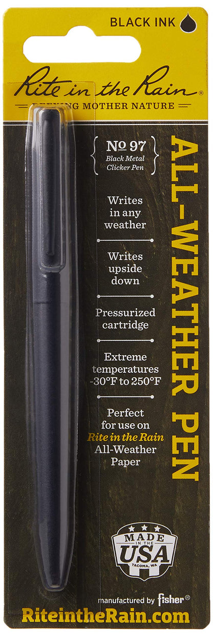 Weatherproof Black Metal Clicker Pen