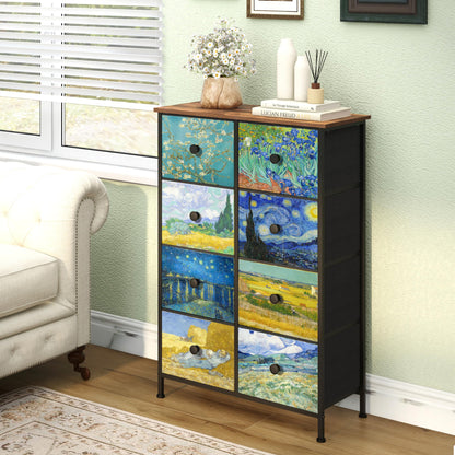 Tall Dresser with 8 Drawers - Rustic Brown Wood