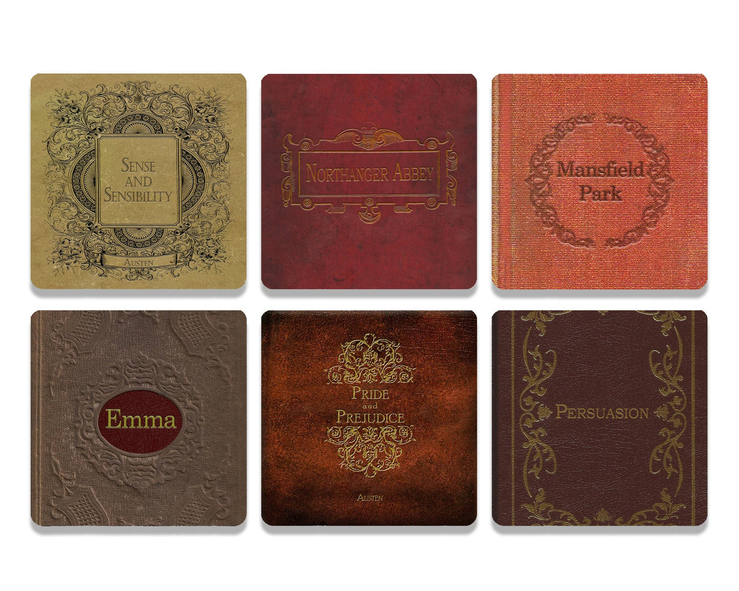 Jane Austen Books Coaster Set