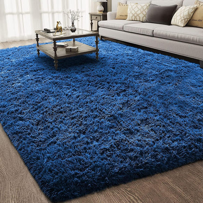 Machine Washable 6x9 Fluffy Area Rug - Blue