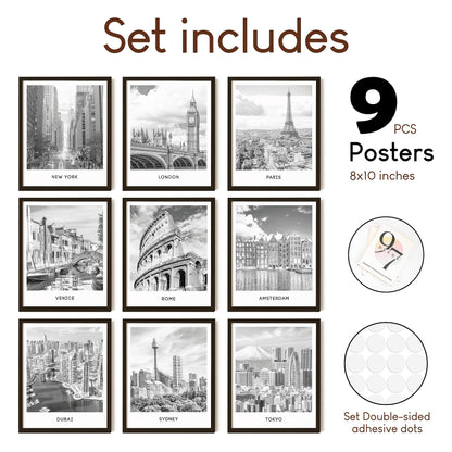 Black and White City Wall Art Print