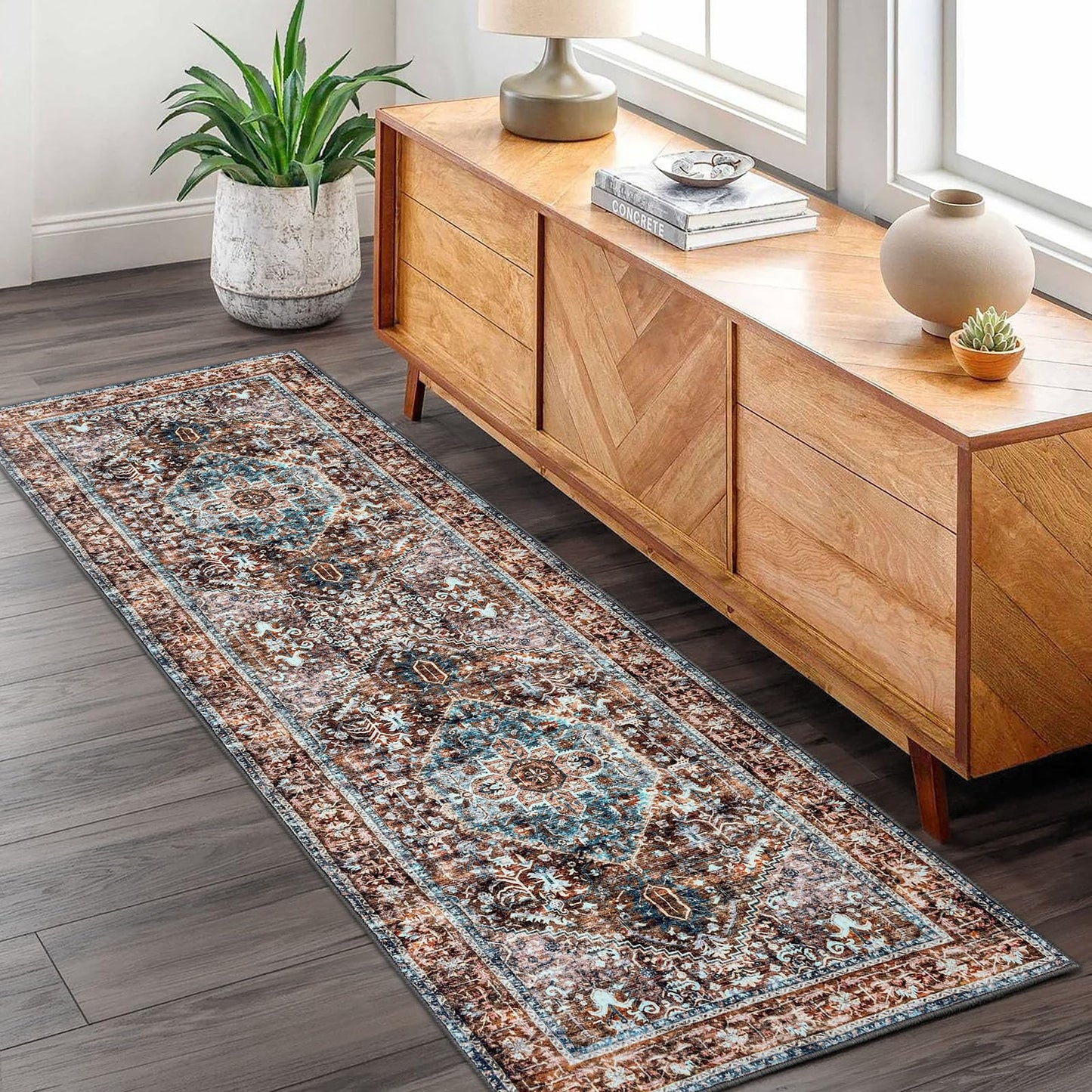 Washable Boho Runner Rug - 2x6 Ft