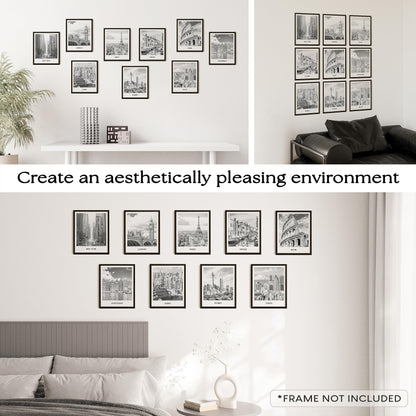 Black and White City Wall Art Print
