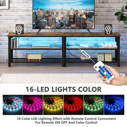 Modern Metal TV Stand with LED Lights - 71"