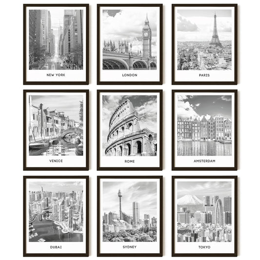 Black and White City Wall Art Print