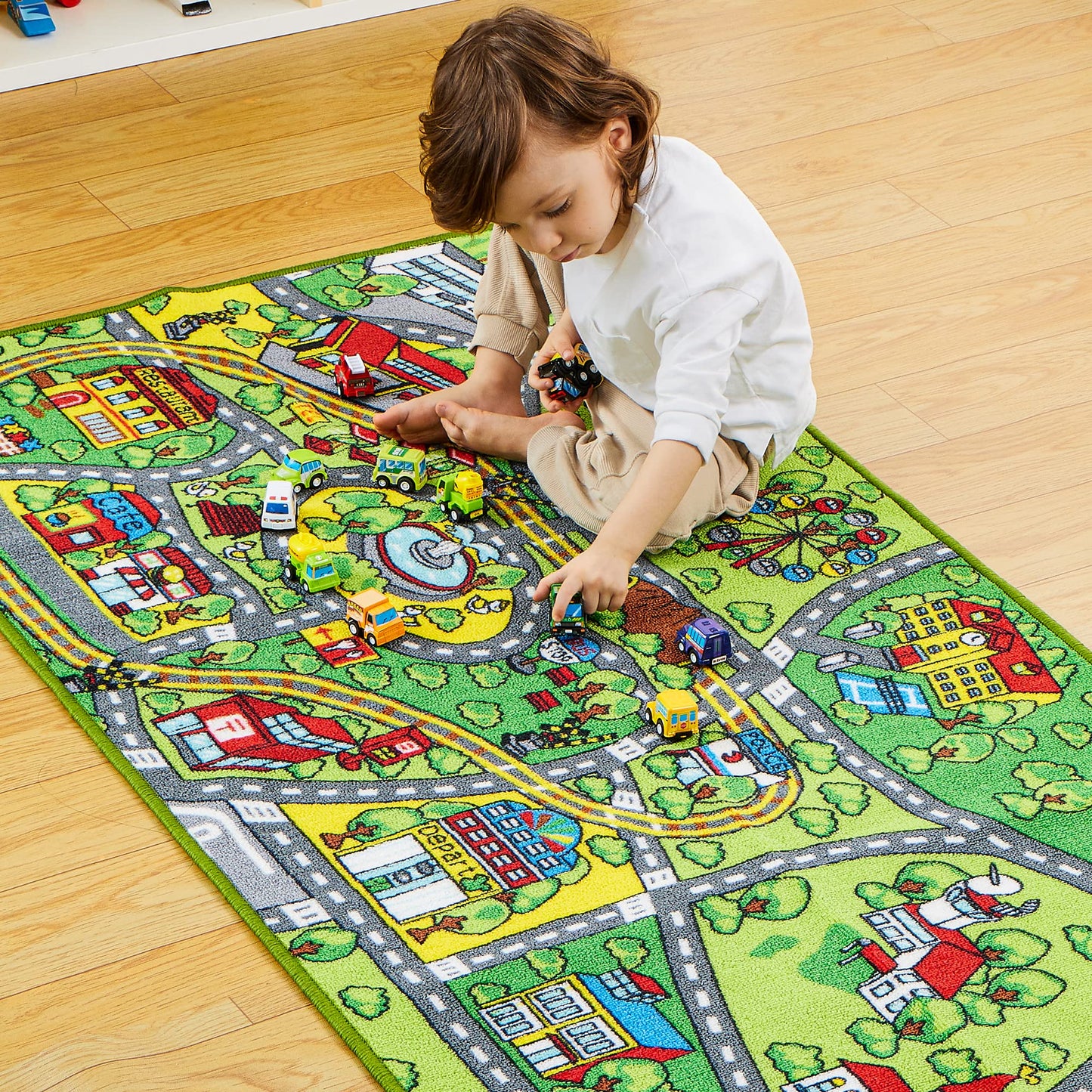 Carpet Playmat with 12 Cars Set